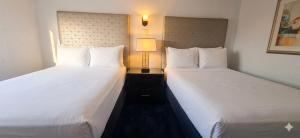 two beds sitting next to each other in a hotel room at Hotel Palmas Quintero in Rosarito Beach