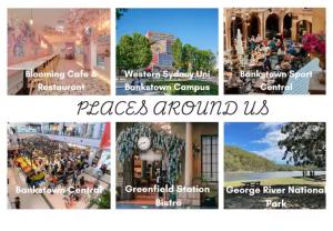 a collage of pictures of places around us at 4B Relaxing Abnb Studio With Balcony, Near Marketplace And Train in Bankstown