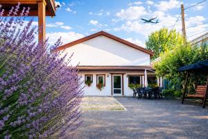 a house with purple flowers in front of it at Confort INN in Otopeni
