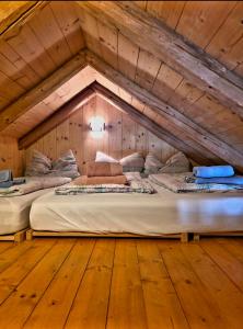 a room with two beds in a attic at DIRNDL Kammer in Abtenau