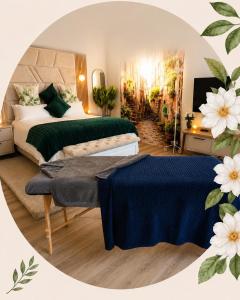 a large bedroom with two beds and a mirror at Calypso Sunset Accommodation in Langebaan +28 photos