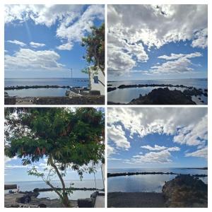 four different views of the ocean with a tree in the middle at APARTAMENTO SOL PLAYA in Punta Mujeres