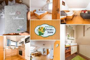 a collage of pictures of a small apartment at Ferienhof Kandler in Rossleithen