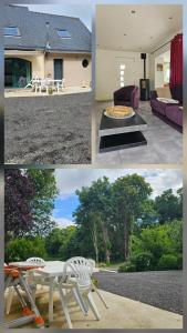 a collage of four pictures of a house at Les LYS in Locronan