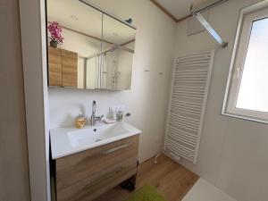 a bathroom with a sink and a mirror at Villa Margot in Schrems +26 photos