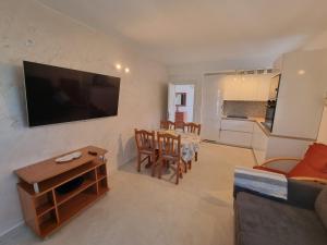 a living room with a television and a table and chairs at Apartmani Antonela in Drasnice
