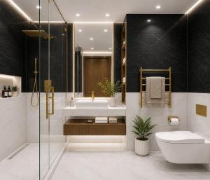 a bathroom with a sink and a toilet and a tub at Hotel Grand Paul in New Delhi +27 photos