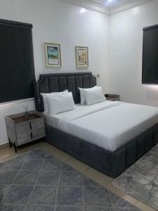a bedroom with a large bed and a tv at Beacon Shortlet in Kaduna