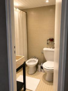 a bathroom with a toilet and a bidet at Departamento Boutique Las Leñas ATENAS in Las Lenas +20 photos