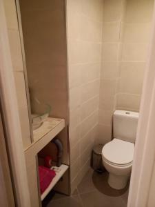 a small bathroom with a toilet and a sink at Studio UN Hagoort in Agde