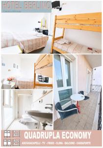 a collage of photos of a hotel room with two beds at Hotel Berlino in Cattolica