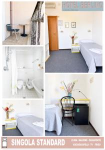 a collage of photos of a hotel room at Hotel Berlino in Cattolica