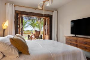 a bedroom with a large bed and a television at Reserva Pratigi in Ituberá