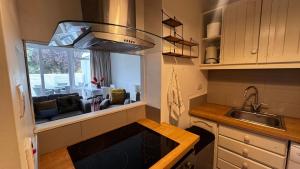 a small kitchen with a sink and a window at The Lodge, Whitethorns, Myrtleville in Myrtleville
