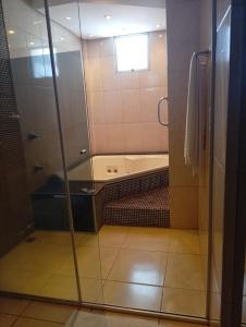 ein Badezimmer mit Dusche und Badewanne in der Unterkunft Serrano Park Hotel in Parauapebas