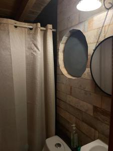 a bathroom with a toilet and a mirror at Zidada Mundo Magico in Huasca de Ocampo