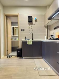 a large kitchen with a sink and a counter at Leo Residency in Nairobi