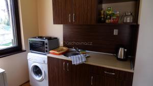 a kitchen with a sink and a washing machine at Apartmán Daniela in Bansko +9 photos