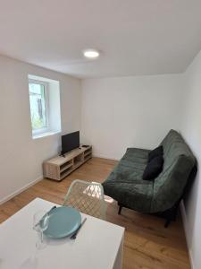 a living room with a couch and a table at T2 proche gare & centre ville climatisé in Castres