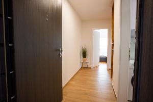 an open door to a hallway with a potted plant at Apartment 98A7 in Povljana