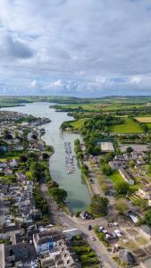 an aerial view of a river with boats in it at The Apartment at Estuary Escapes in Kingsbridge