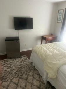 a bedroom with a bed and a flat screen tv at QueenRoom1 in Ellenwood