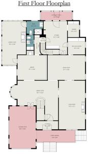 a floor plan of the first floor of a house at Brickhaven Inn & Hotel in South Bend