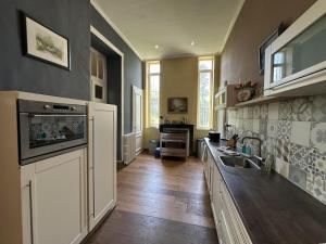 a kitchen with a sink and a counter top at La Tulipe in Vireux-Molhain