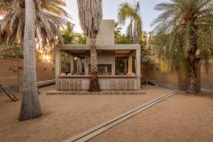 a building with palm trees in front of it at Salara Boutique Hotel & Villas Todos Santos in Todos Santos