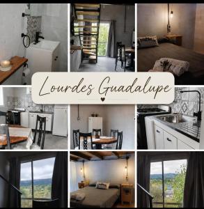 eine Fotocollage einer Küche und eines Hauses in der Unterkunft ClCabañas in Huerta Grande