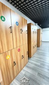 a row of lockers in a locker room at BG prosper Hostel in Ban Don Muang (1)