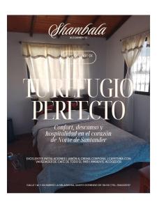 a poster of a bedroom with a bed in a room at Hostal familiar Shambala in Silos +2 photos