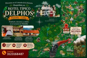 a poster of a hitech trippy deluxe map at Hotel Típico Delphos in Filadelfia