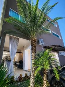 a palm tree in front of a building at Pousada Safari in Penha