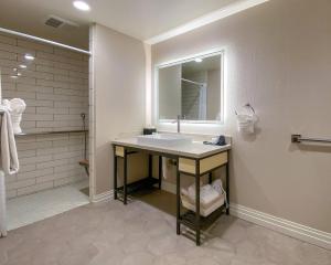 a bathroom with a sink and a shower at Bluestem Hotel Torrance Los Angeles, an Ascend Collection Hotel in Torrance +43 photos