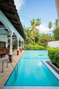 an infinity pool at a resort with palm trees at Lucas Hotel in Kosgoda