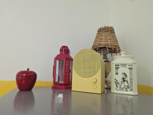 a group of different items sitting on a table at Lovely Studio with a Balcony in Sinemorets