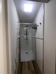 a shower with a glass door in a bathroom at El Rincón del Alma Mía in Simancas +31 photos