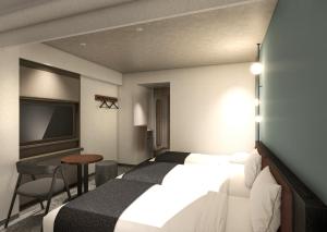 a rendering of a hotel room with a bed and a table at Nest hotel alt Sapporo Odori in Sapporo +61 photos