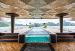 a swimming pool on the deck of a boat at Azura Cruise in Ha Long
