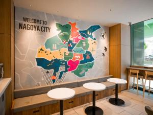 a map of kazakhstan on a wall in a restaurant at SONO Moon Nagoya in Nagoya