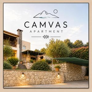 a sign that reads campinas apartment at Camvas Apartments in Panormos Kalymnos