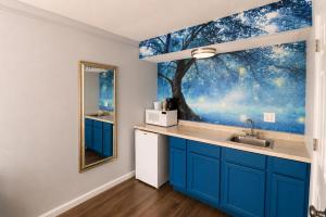 a kitchen with a sink and a painting on the wall at Envi Boutique Hotel Henderson-Evansville South in Henderson +159 photos