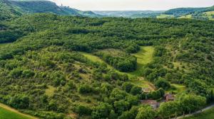 an aerial view of a hill with trees and a house at Grésigne in Larroque +7 photos