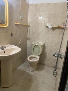 a bathroom with a toilet and a sink at Courtyard Hostel Negombo in Negombo +27 photos