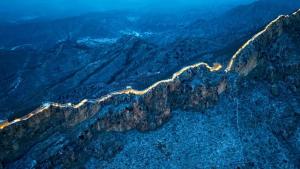 a view of the grand canyon from the top of the mountain at Black Stone Hilltop Great Wall Lodge & Whisky Lounge in Simataicun