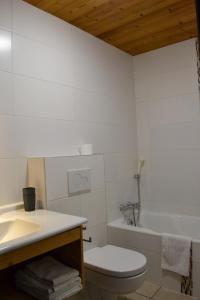 a bathroom with a toilet and a sink and a tub at Chalet Fleur des Alpes 1 in Les Gets
