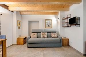 a living room with a couch and a tv at Maison Jaccod Apartments in Morgex