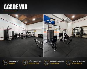 a gym with treadmills and machines in a room at Flat Pasárgada 404 in Vila Velha
