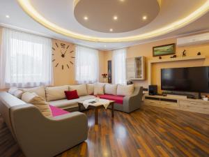 a living room with a couch and a tv at Apartment Beige by Interhome in Balatonszemes
